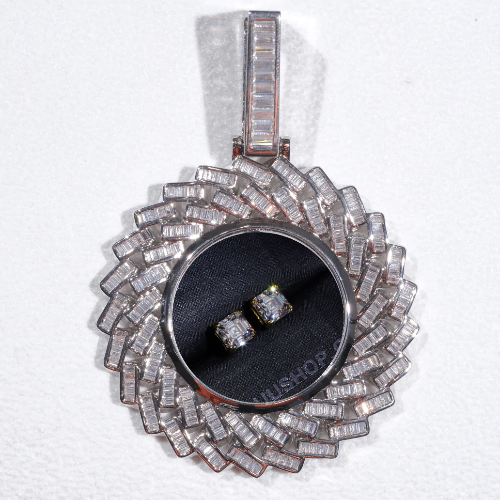 Large 3D Baguette Custom Picture Pendant