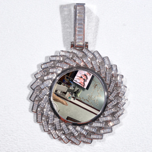 Large 3D Baguette Custom Picture Pendant