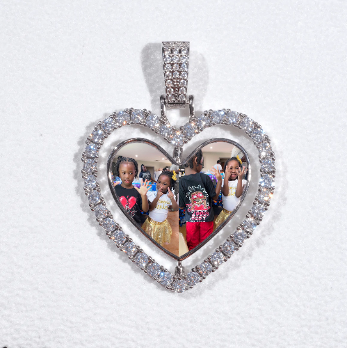 3D Spinning 2-Faced Heart Custom Picture Pendant