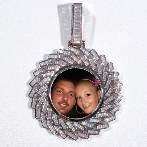 Large 3D Baguette Custom Picture Pendant