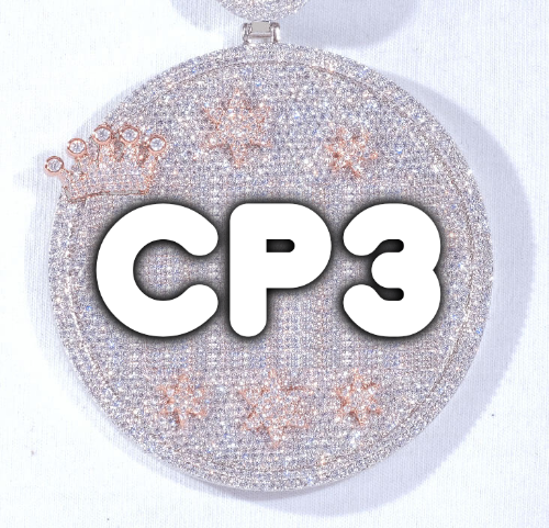 CUSTOM LETTER NECKLACE 3D BIG CROWN DISC