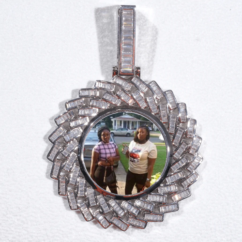 Large 3D Baguette Custom Picture Pendant