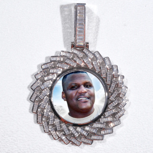 Large 3D Baguette Custom Picture Pendant