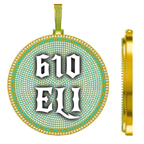CUSTOM LETTER NECKLACE 3D BIG DISC