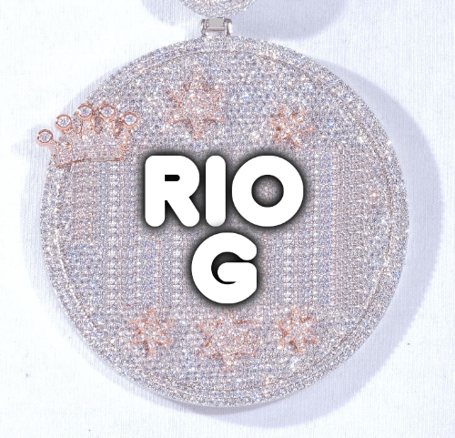 CUSTOM LETTER NECKLACE 3D BIG CROWN DISC