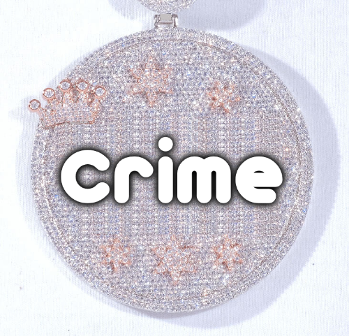 CUSTOM LETTER NECKLACE 3D BIG CROWN DISC