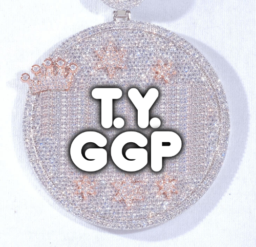 CUSTOM LETTER NECKLACE 3D BIG CROWN DISC