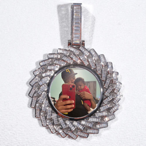 Large 3D Baguette Custom Picture Pendant