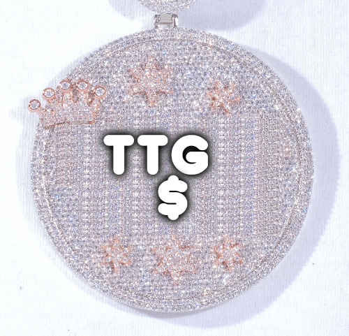 CUSTOM LETTER NECKLACE 3D BIG CROWN DISC