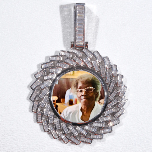 Large 3D Baguette Custom Picture Pendant