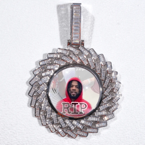 Large 3D Baguette Custom Picture Pendant