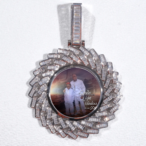 Large 3D Baguette Custom Picture Pendant