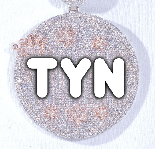 CUSTOM LETTER NECKLACE 3D BIG CROWN DISC