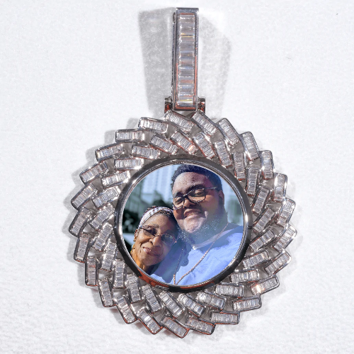 Large 3D Baguette Custom Picture Pendant