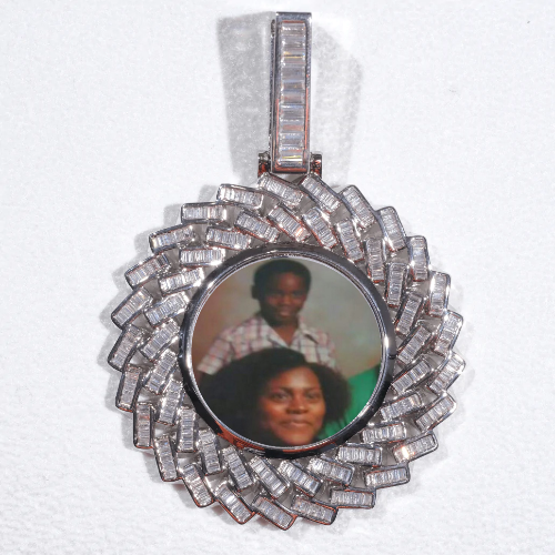 Large 3D Baguette Custom Picture Pendant