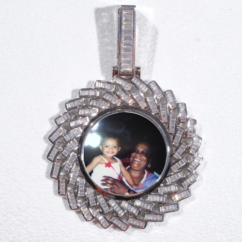 Large 3D Baguette Custom Picture Pendant