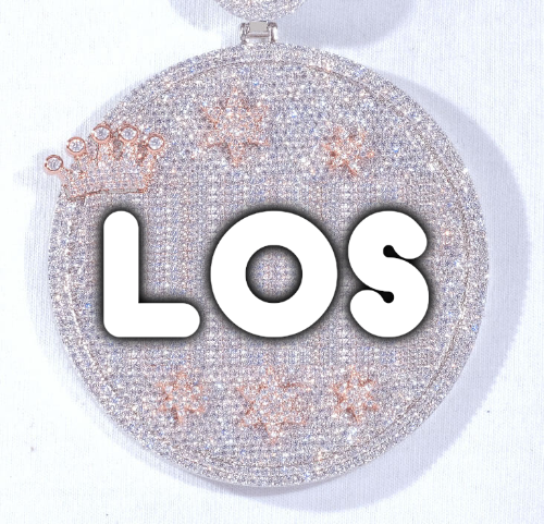 CUSTOM LETTER NECKLACE 3D BIG CROWN DISC