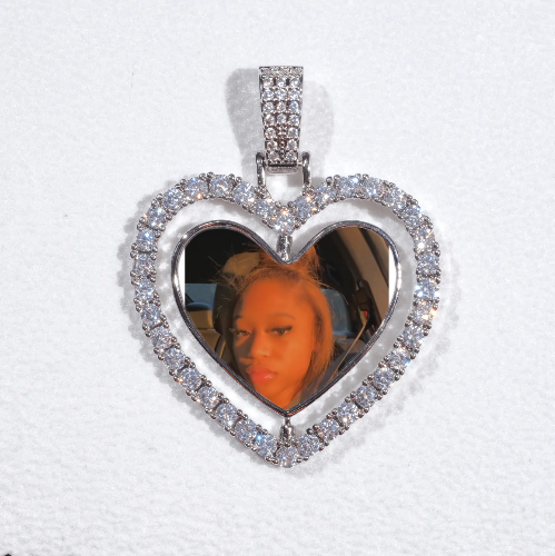 3D Spinning 2-Faced Heart Custom Picture Pendant