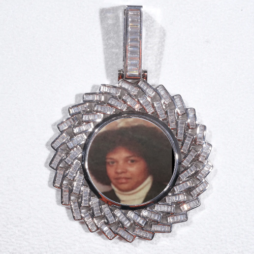 Large 3D Baguette Custom Picture Pendant