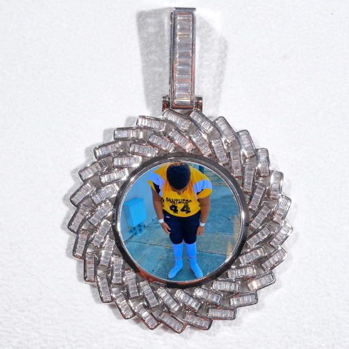 Large 3D Baguette Custom Picture Pendant