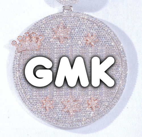 CUSTOM LETTER NECKLACE 3D BIG CROWN DISC