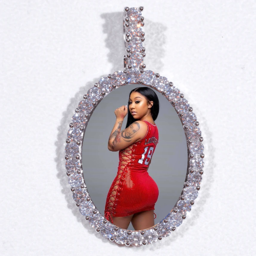 Large 3D Oval Custom Picture Pendant