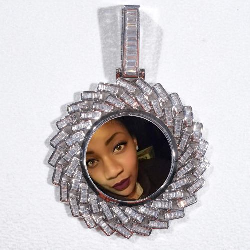 Large 3D Baguette Custom Picture Pendant