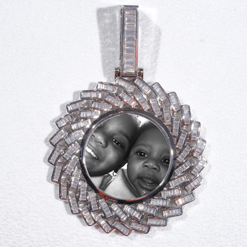 Large 3D Baguette Custom Picture Pendant