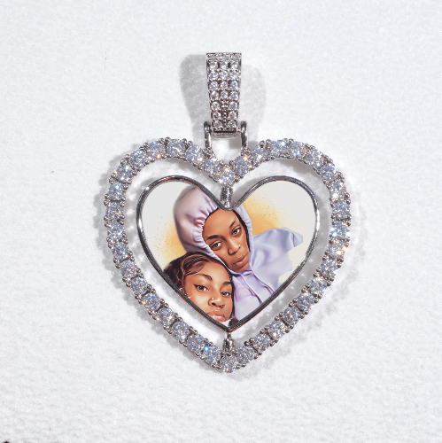 3D Spinning 2-Faced Heart Custom Picture Pendant