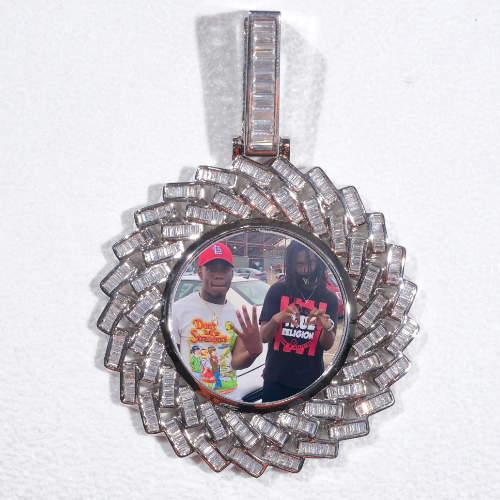 Large 3D Baguette Custom Picture Pendant