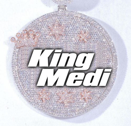 CUSTOM LETTER NECKLACE 3D BIG CROWN DISC