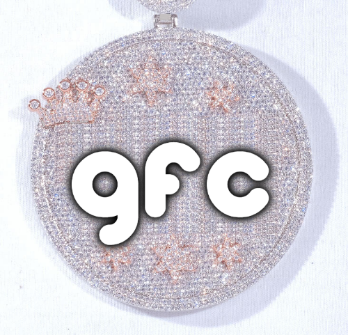CUSTOM LETTER NECKLACE 3D BIG CROWN DISC