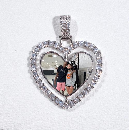 3D Spinning 2-Faced Heart Custom Picture Pendant
