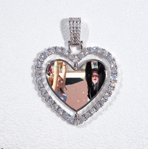 3D Spinning 2-Faced Heart Custom Picture Pendant