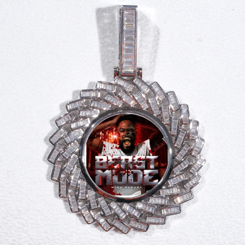Large 3D Baguette Custom Picture Pendant