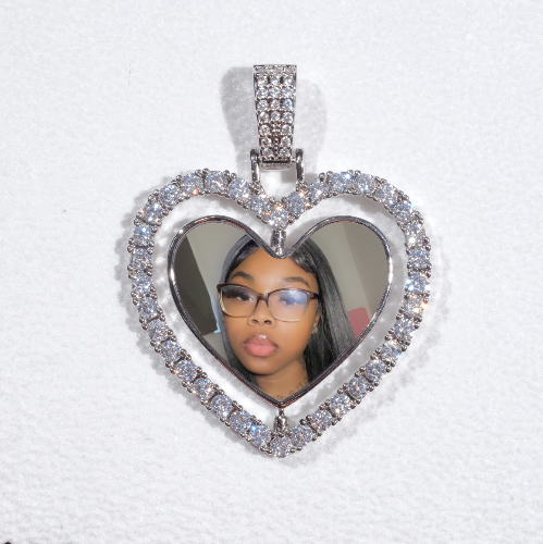 3D Spinning 2-Faced Heart Custom Picture Pendant