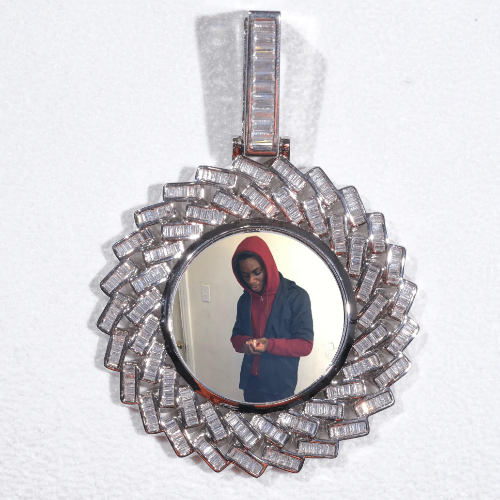 Large 3D Baguette Custom Picture Pendant