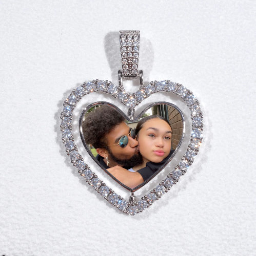 3D Spinning 2-Faced Heart Custom Picture Pendant