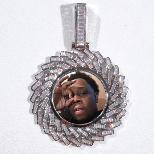Large 3D Baguette Custom Picture Pendant