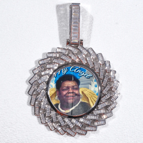 Large 3D Baguette Custom Picture Pendant