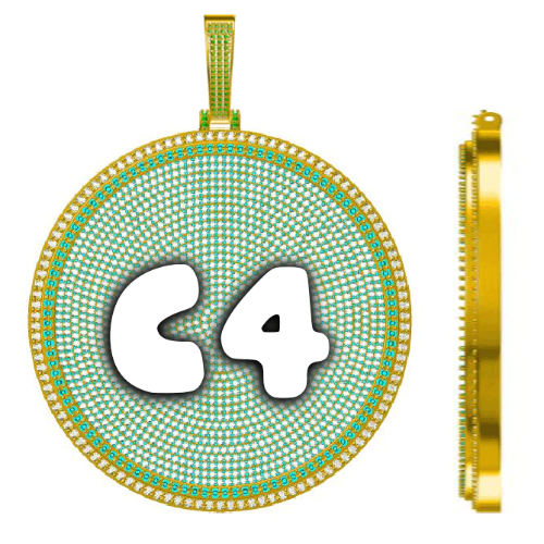 CUSTOM LETTER NECKLACE 3D BIG DISC