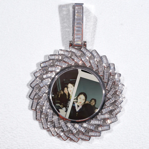 Large 3D Baguette Custom Picture Pendant