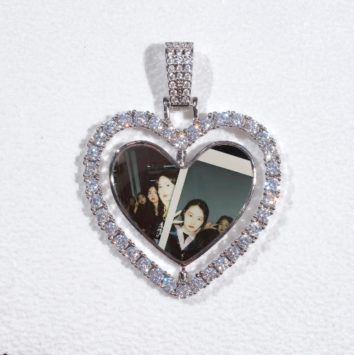 3D Spinning 2-Faced Heart Custom Picture Pendant