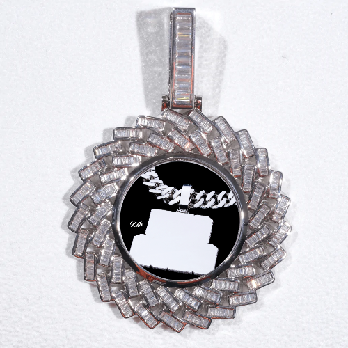 Large 3D Baguette Custom Picture Pendant