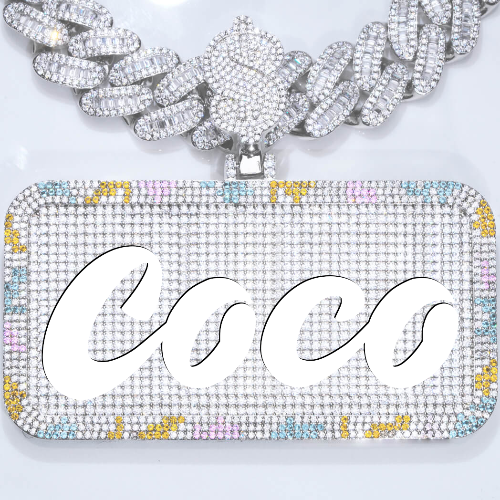 CUSTOM LETTER NECKLACE 3D COLORFUL SQUARE