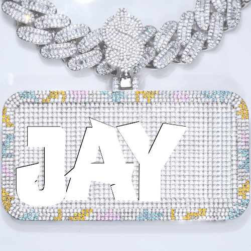 CUSTOM LETTER NECKLACE 3D COLORFUL SQUARE