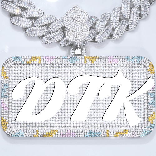 CUSTOM LETTER NECKLACE 3D COLORFUL SQUARE