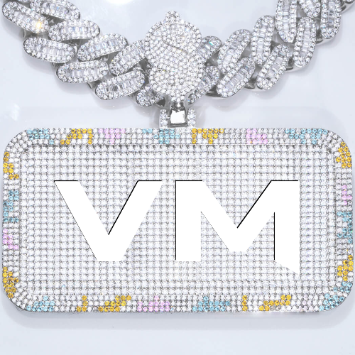CUSTOM LETTER NECKLACE 3D COLORFUL SQUARE