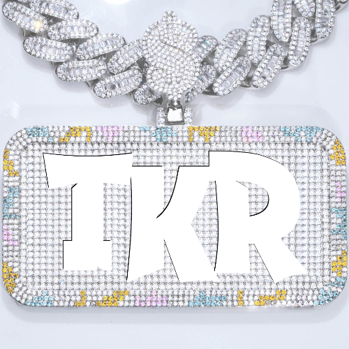 CUSTOM LETTER NECKLACE 3D COLORFUL SQUARE