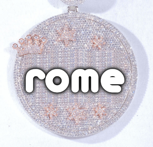 CUSTOM LETTER NECKLACE 3D BIG CROWN DISC